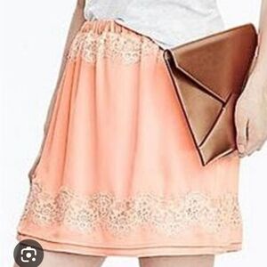 Banana Republic Silky Double Layer Light Peach Mini Skirt With Lace Details Ties